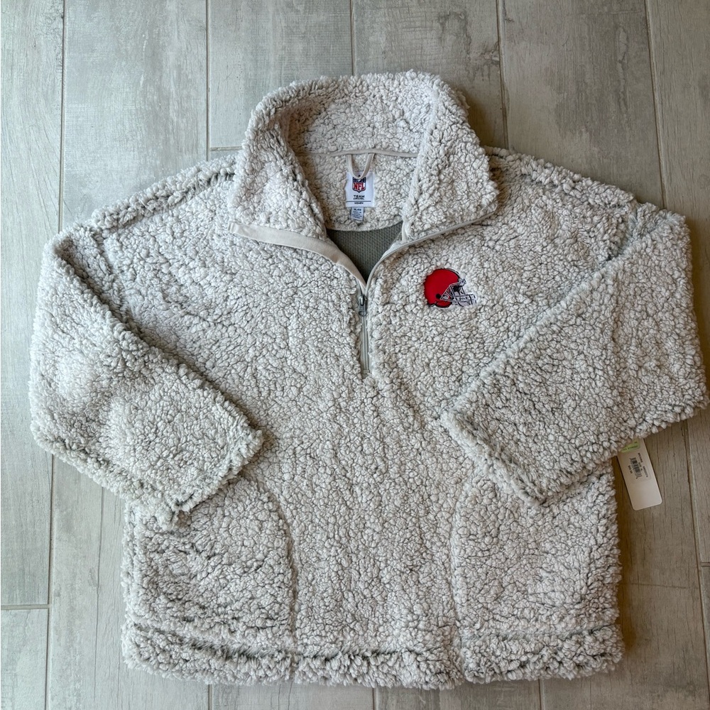 NFL APPAREL women’s CLEVELAND BROWNS SHERPA PULL OVER JACKET size xl nwt